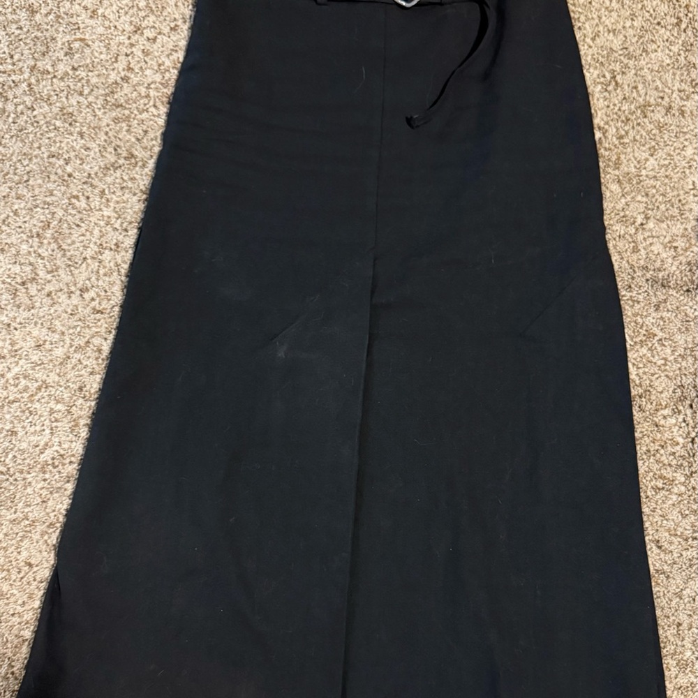 Ganni Black Cotton Maxi Skirt with Four Slits, size 34